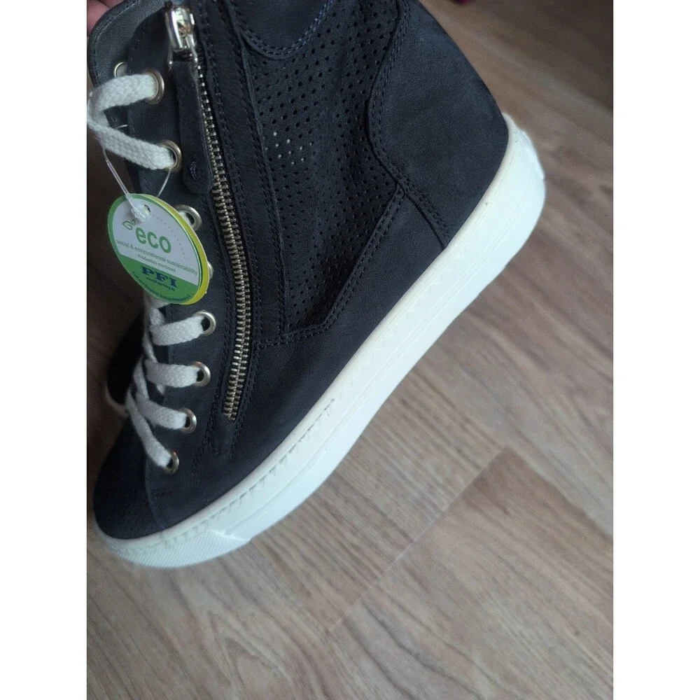 Paul Green Mac High Top Navy Suede Sneakers Womens 7 Lightweight Comfort